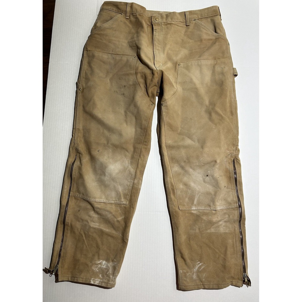 Vintage Carhartt Double Knee Carpenter Pants Size 42x30 Brown USA Made 80's 62W